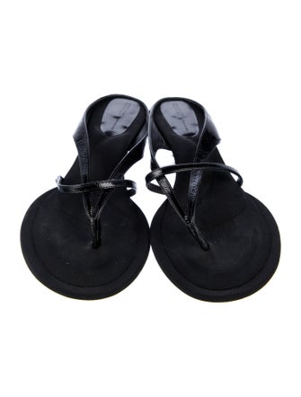 Khaite Patent Leather Flip Flops