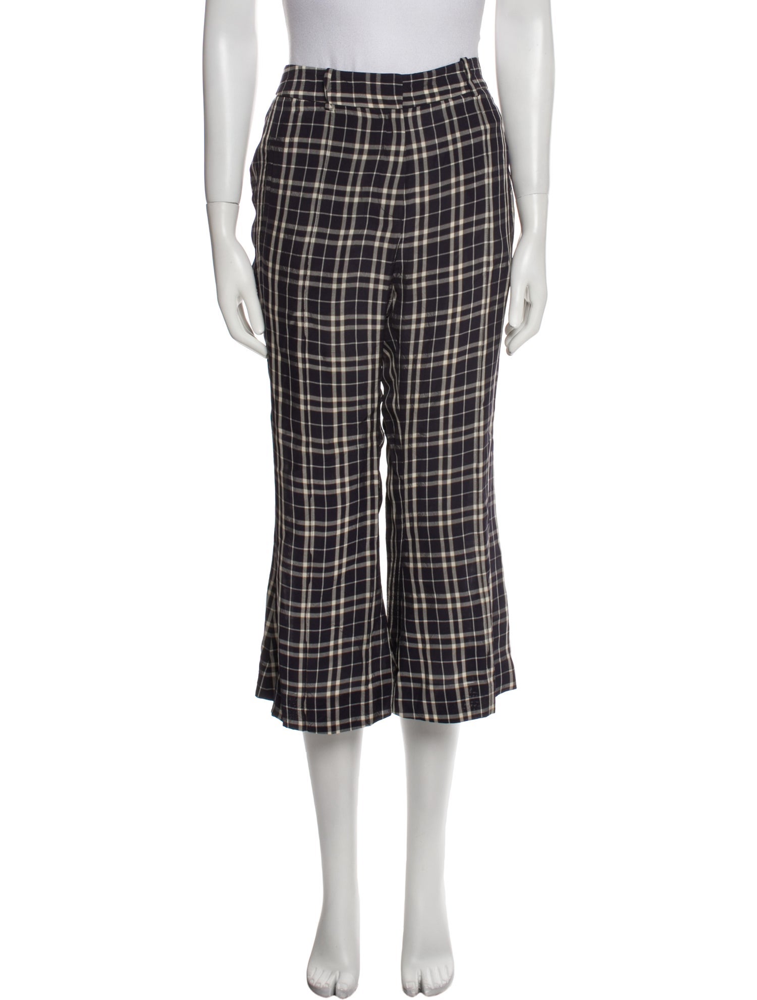 Khaite Plaid Print Wide Leg Pants