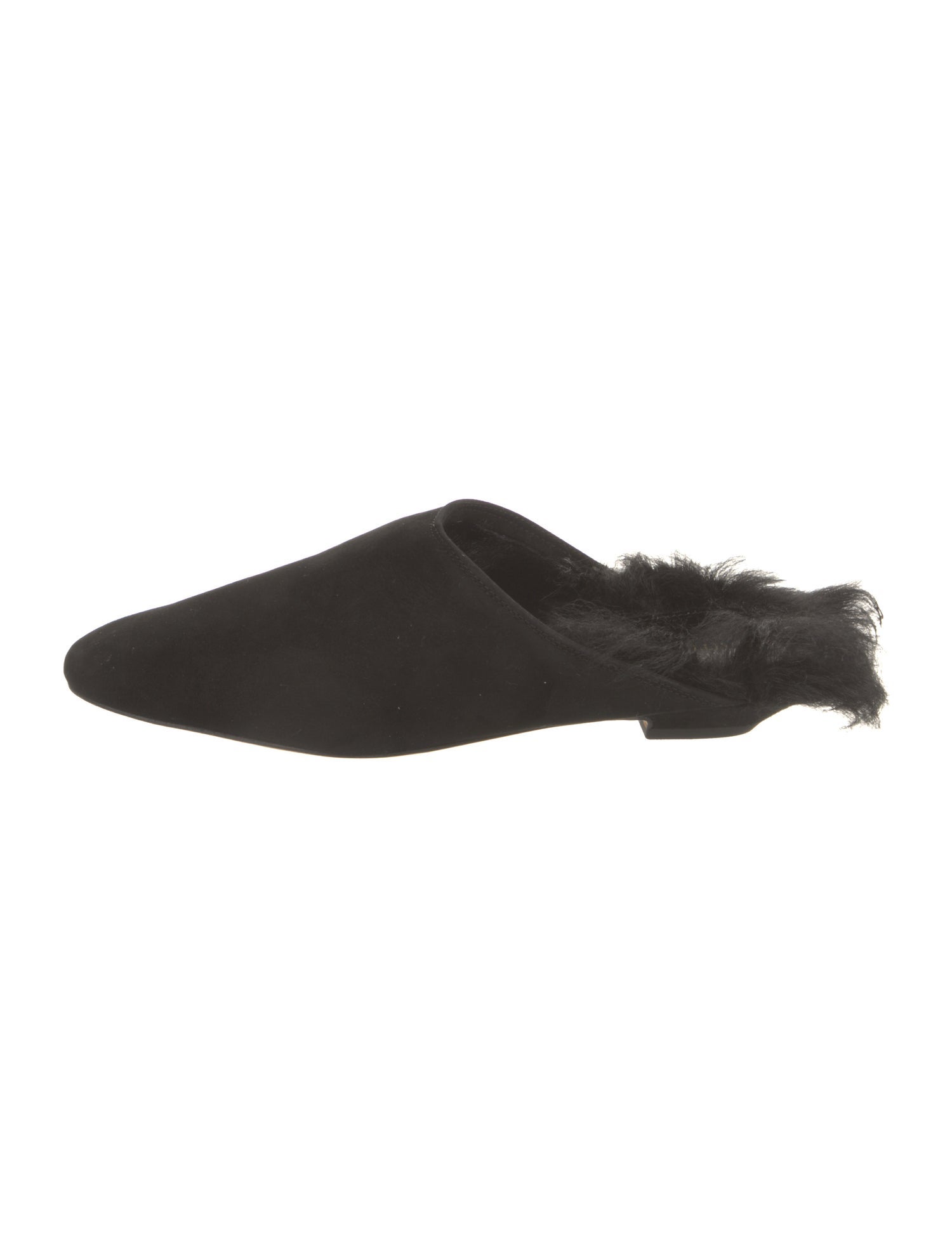 Khaite Suede Faux Fur Trim Mules