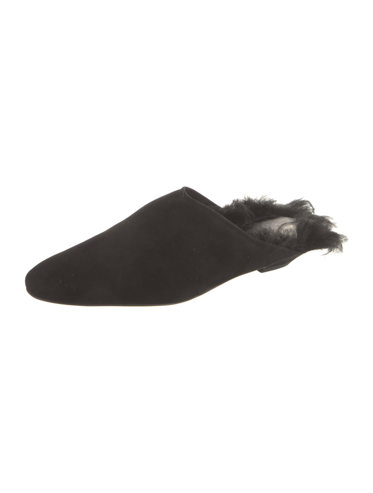 Khaite Suede Faux Fur Trim Mules