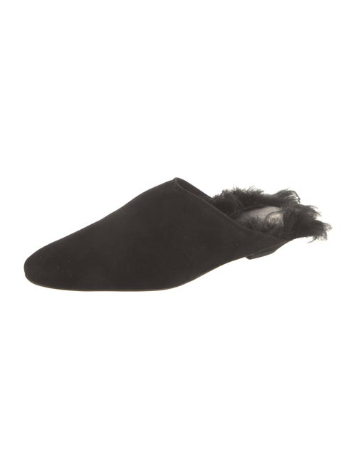 Khaite Suede Faux Fur Trim Mules