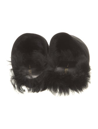 Khaite Suede Faux Fur Trim Mules