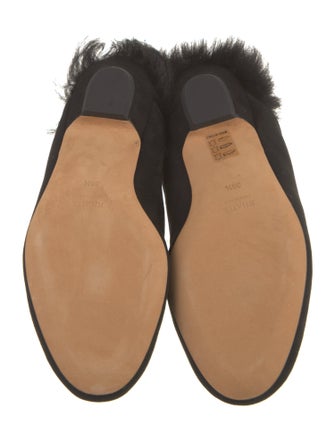 Khaite Suede Faux Fur Trim Mules