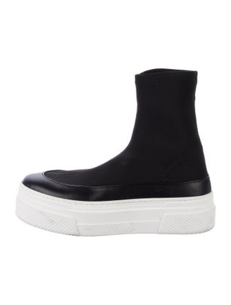 Khaite Neoprene Leather Trim Embellishment Sock Sneakers