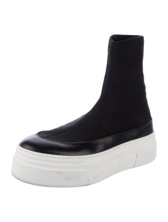 Khaite Neoprene Leather Trim Embellishment Sock Sneakers