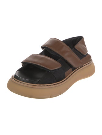 Khaite Leather Colorblock Pattern Sandals