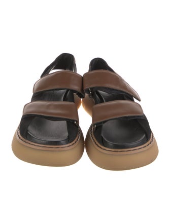 Khaite Leather Colorblock Pattern Sandals