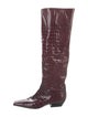 Khaite Patent Leather Animal Print Riding Boots