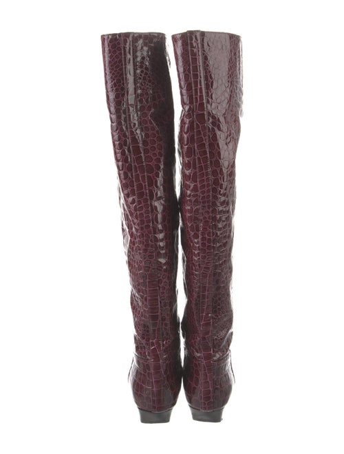 Khaite Patent Leather Animal Print Riding Boots