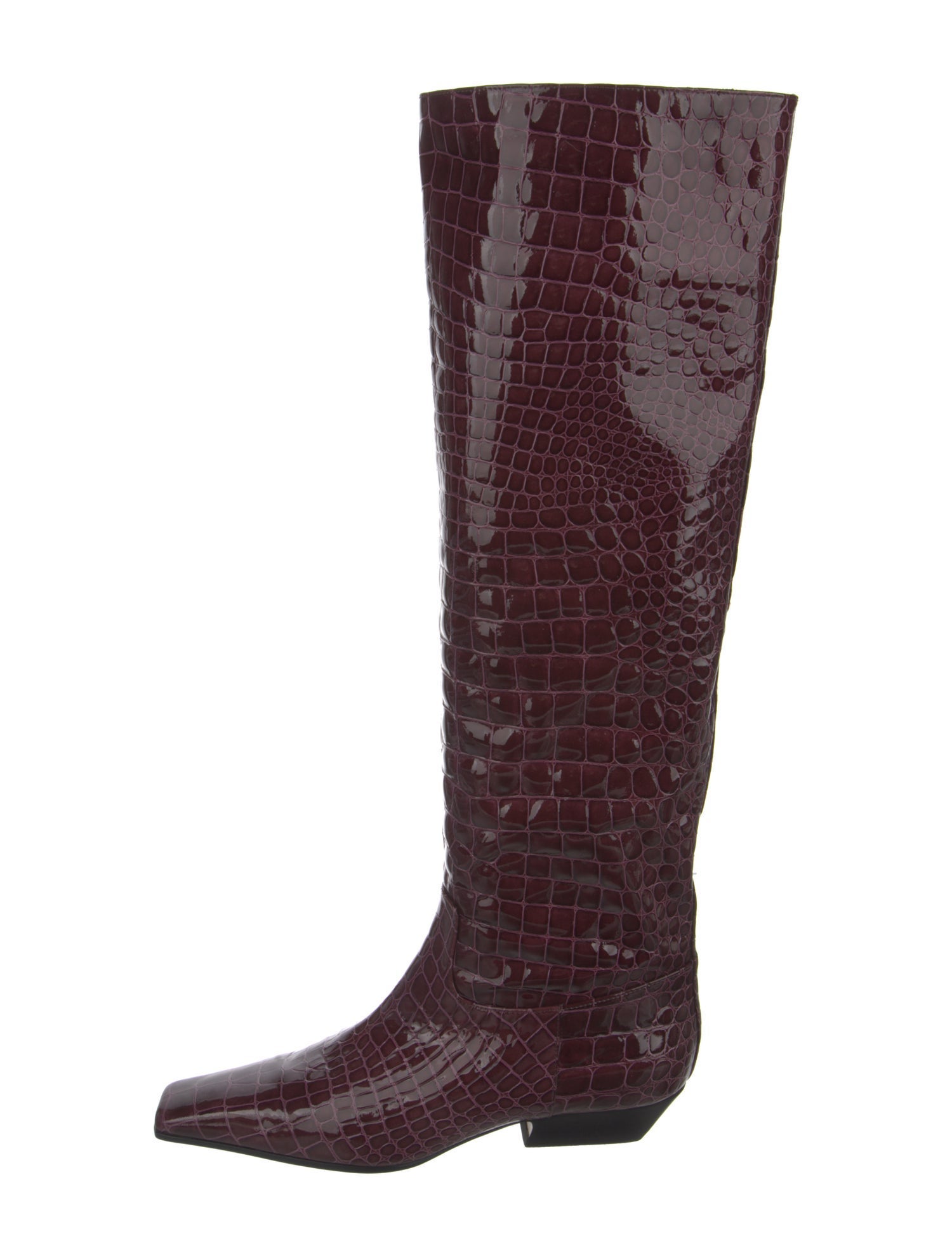 Khaite Embossed Leather Animal Print Riding Boots
