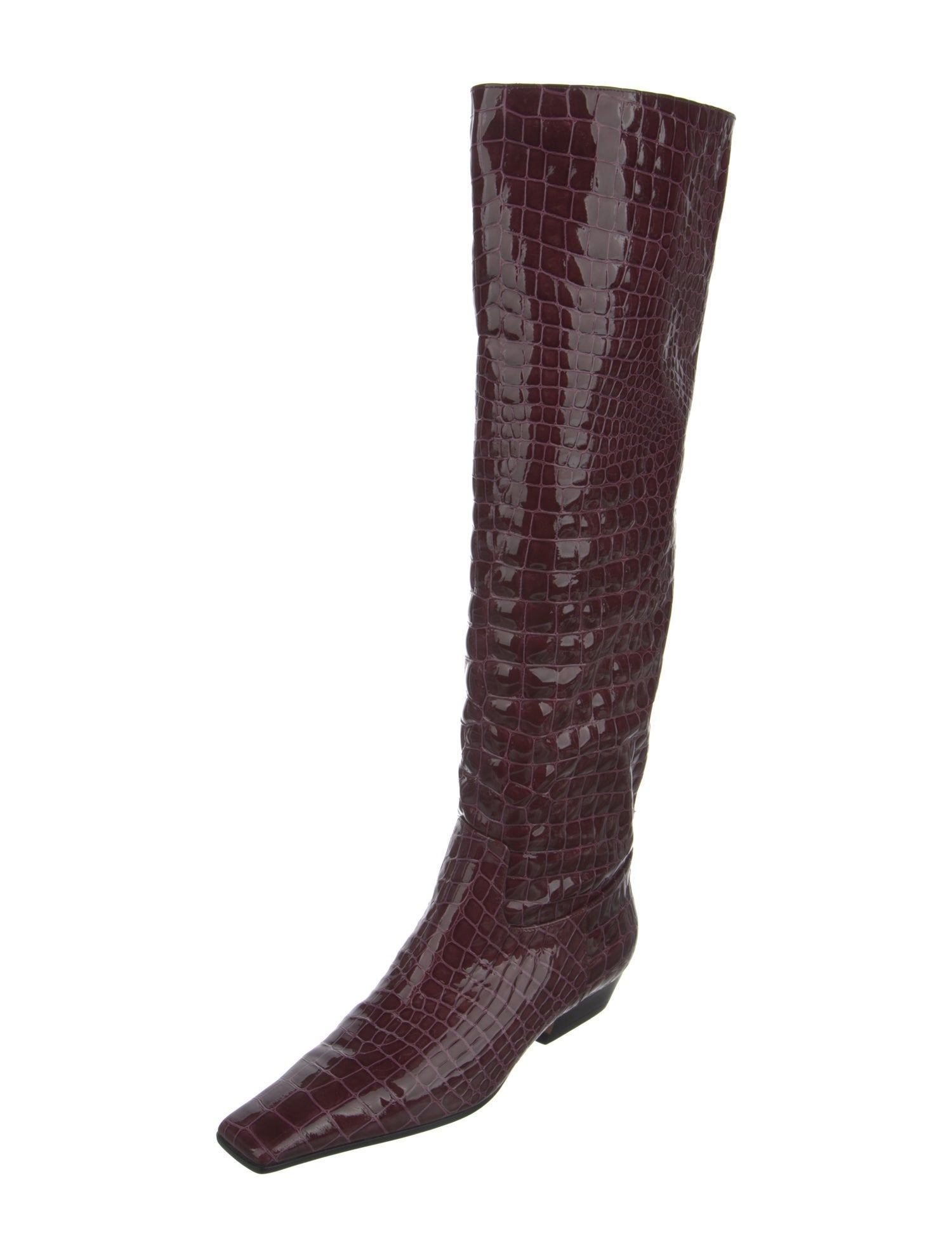 Khaite Embossed Leather Animal Print Riding Boots