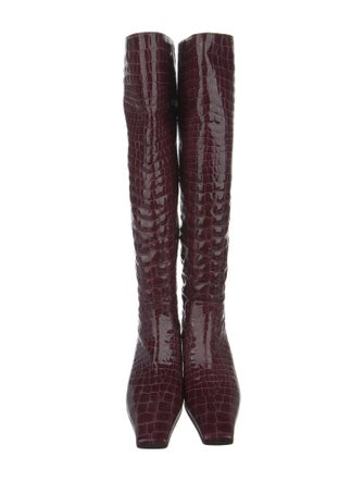 Khaite Embossed Leather Animal Print Riding Boots