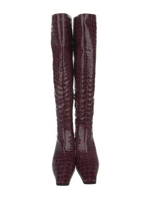 Khaite Embossed Leather Animal Print Riding Boots