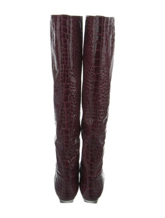 Khaite Embossed Leather Animal Print Riding Boots