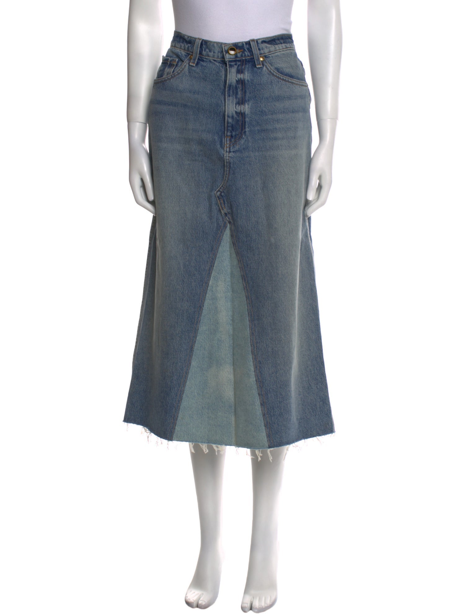 Khaite Distressed Accents Midi Length Skirt