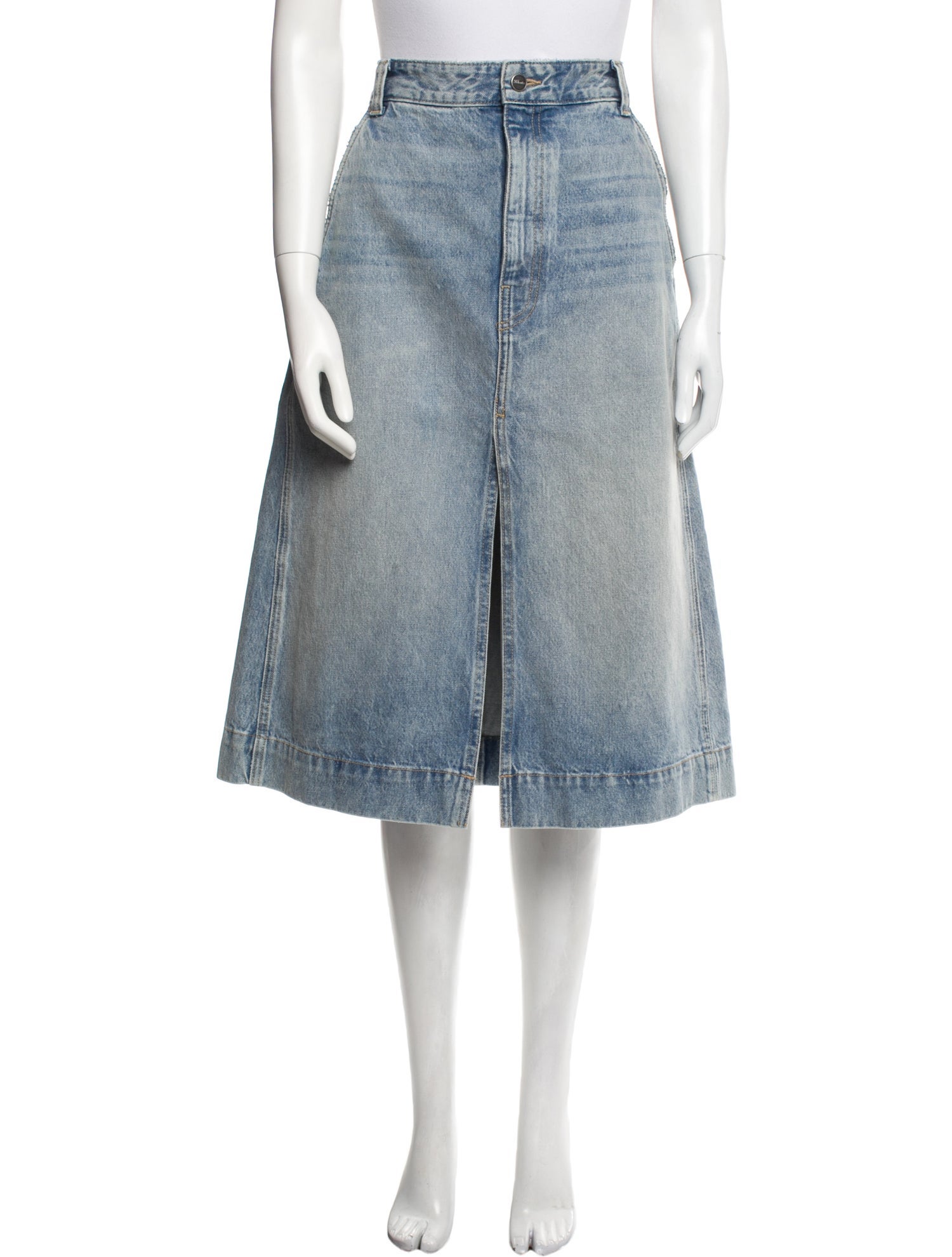 Khaite Embroidered Accent Midi Length Skirt