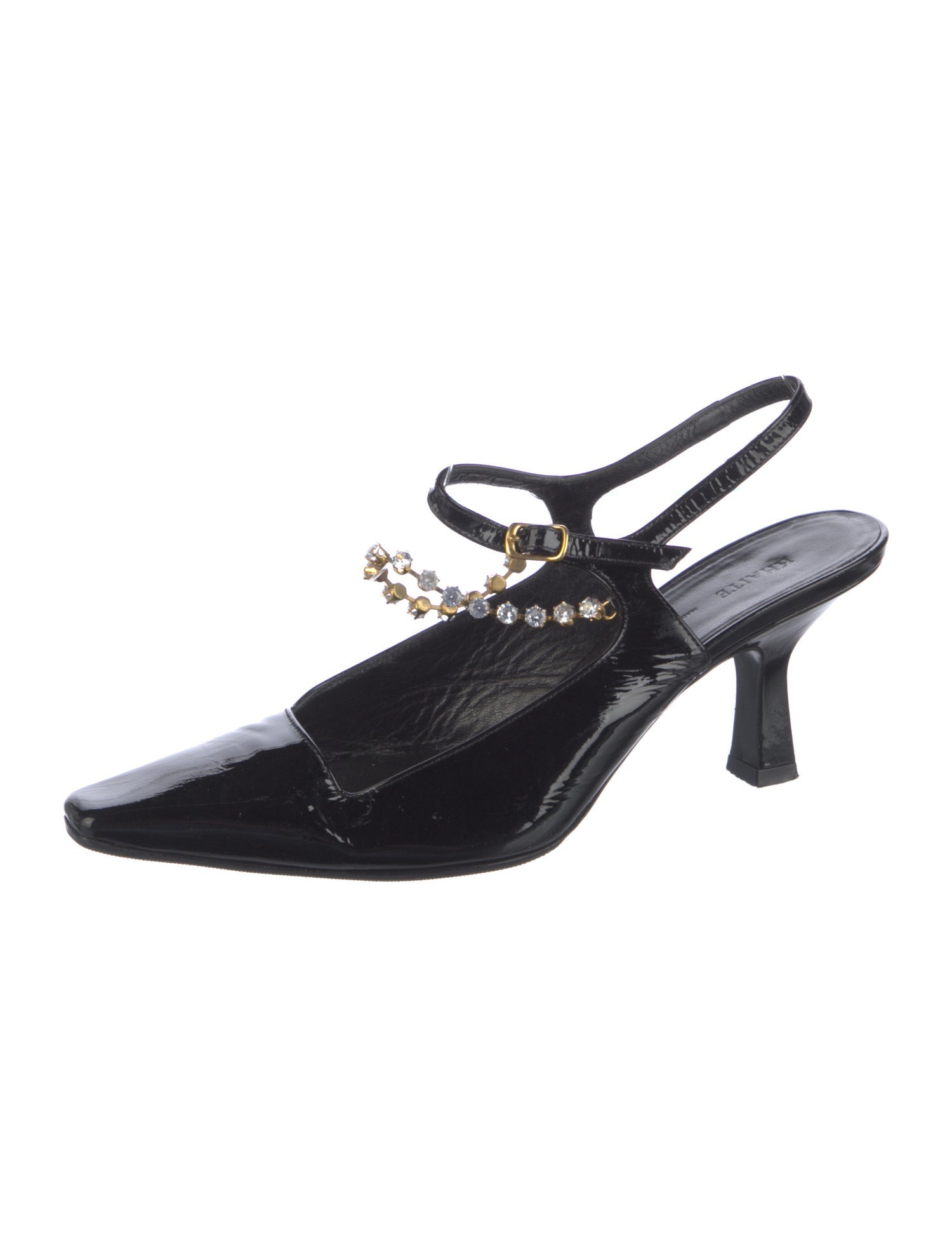 Khaite Patent Leather Crystal Embellishments Slingback Pumps