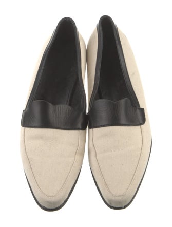 Khaite Canvas Leather Trim Embellishment Loafers