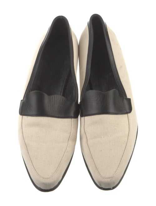 Khaite Canvas Leather Trim Embellishment Loafers