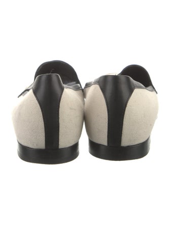 Khaite Canvas Leather Trim Embellishment Loafers