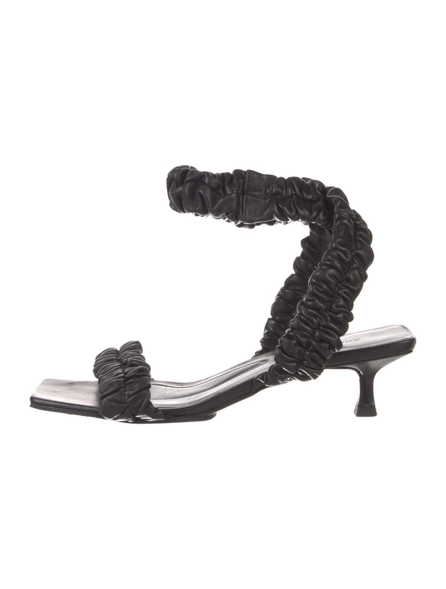 Khaite Leather Pleated Accents Sandals