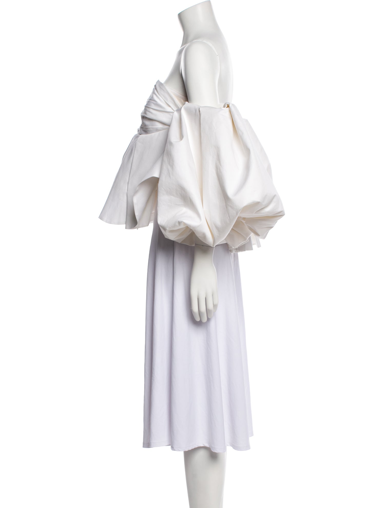 Khaite Off-The-Shoulder Three-Quarter Sleeve Crop Top