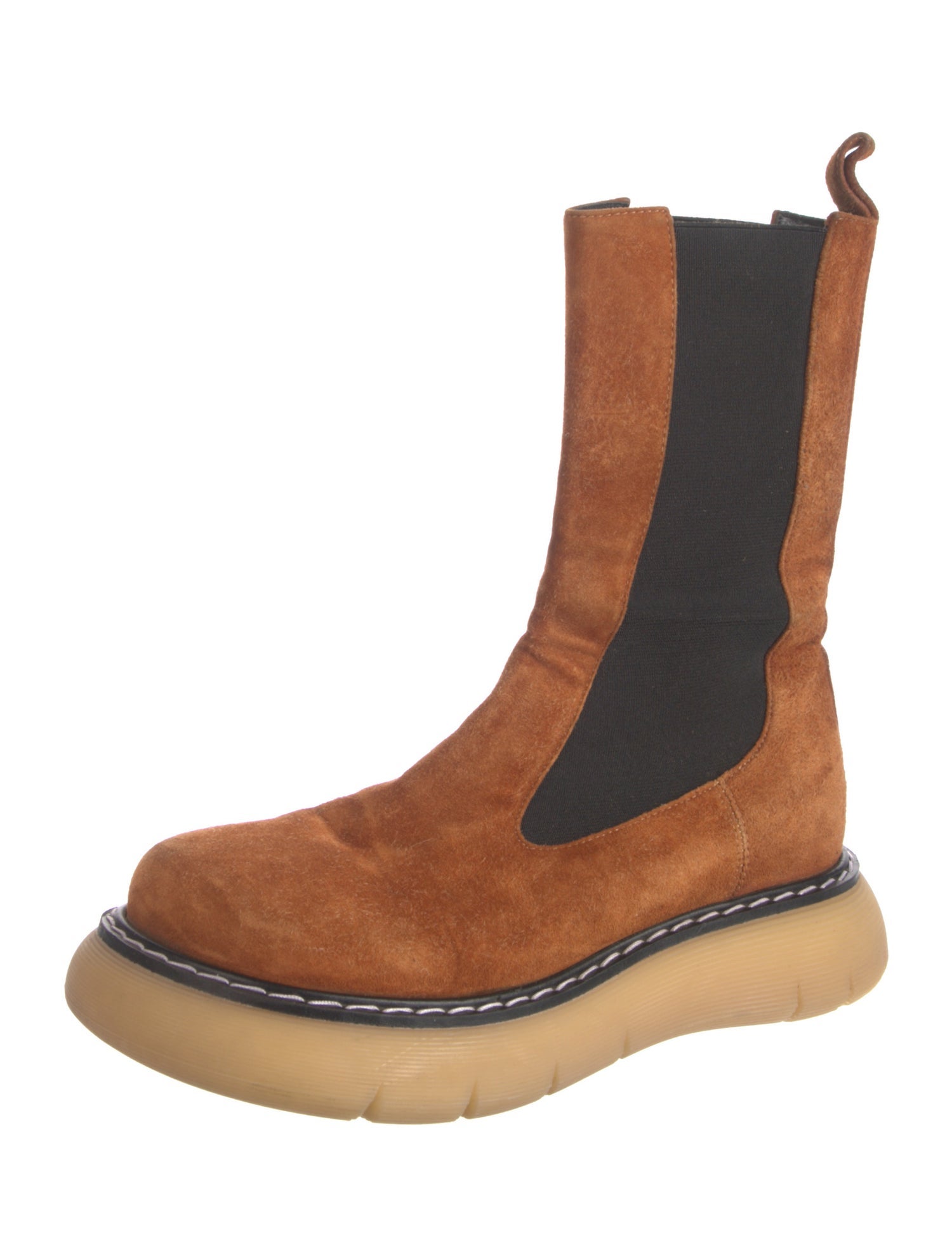 Khaite Suede Colorblock Pattern Chelsea Boots