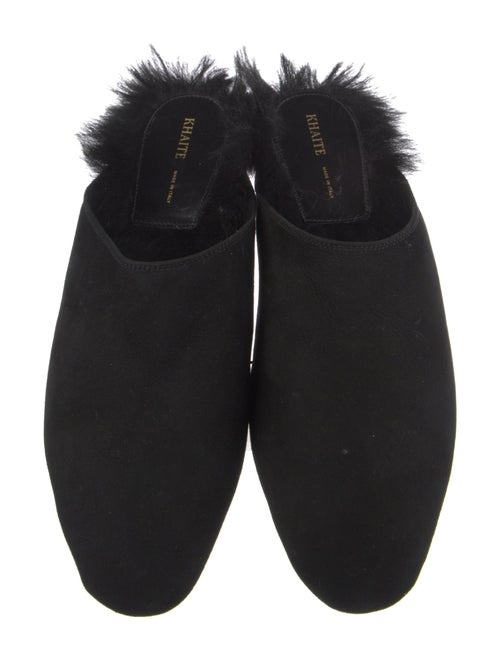 Khaite Suede Fur Trim Mules