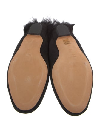 Khaite Suede Fur Trim Mules