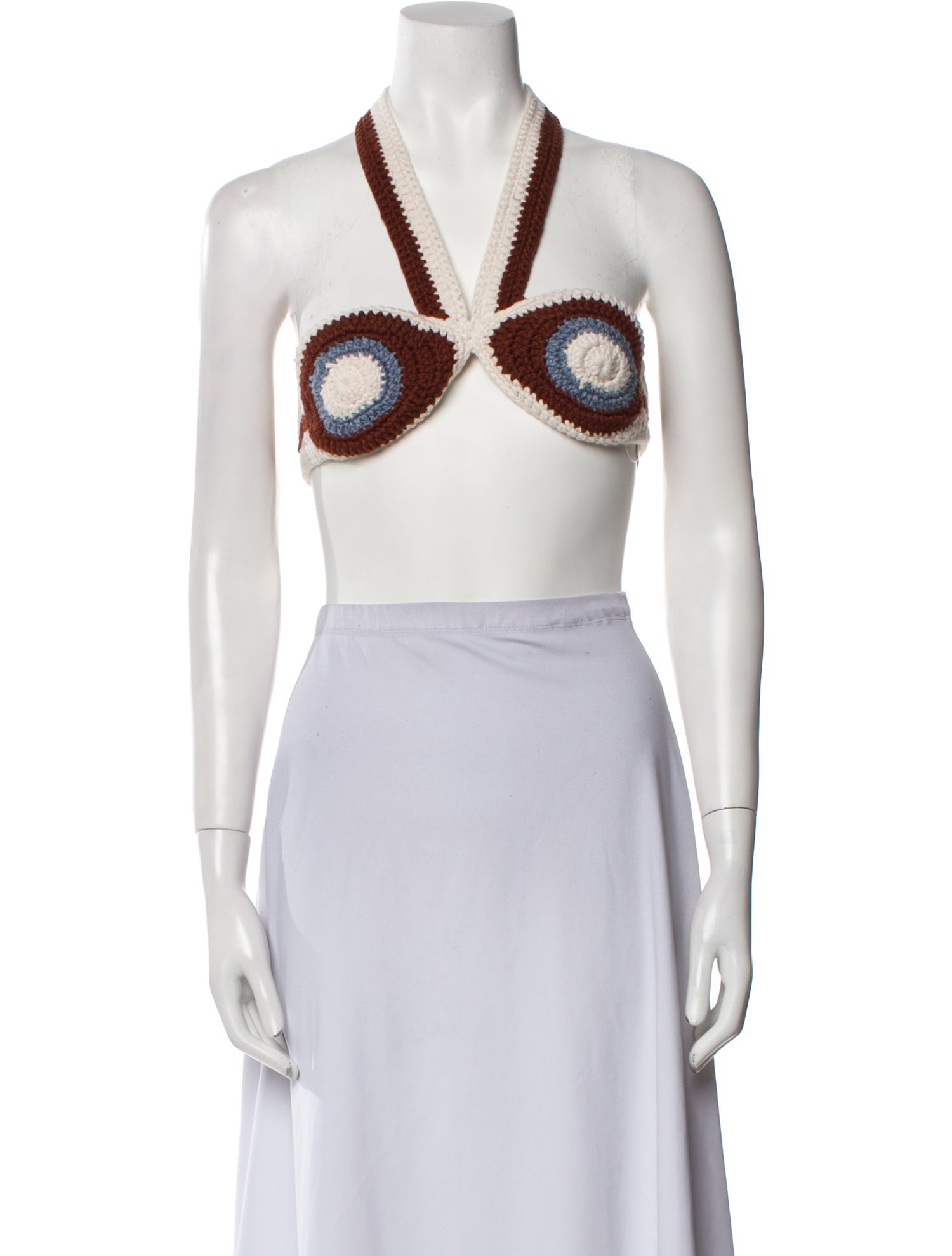 Khaite Cashmere Colorblock Pattern Crop Top w/ Tags