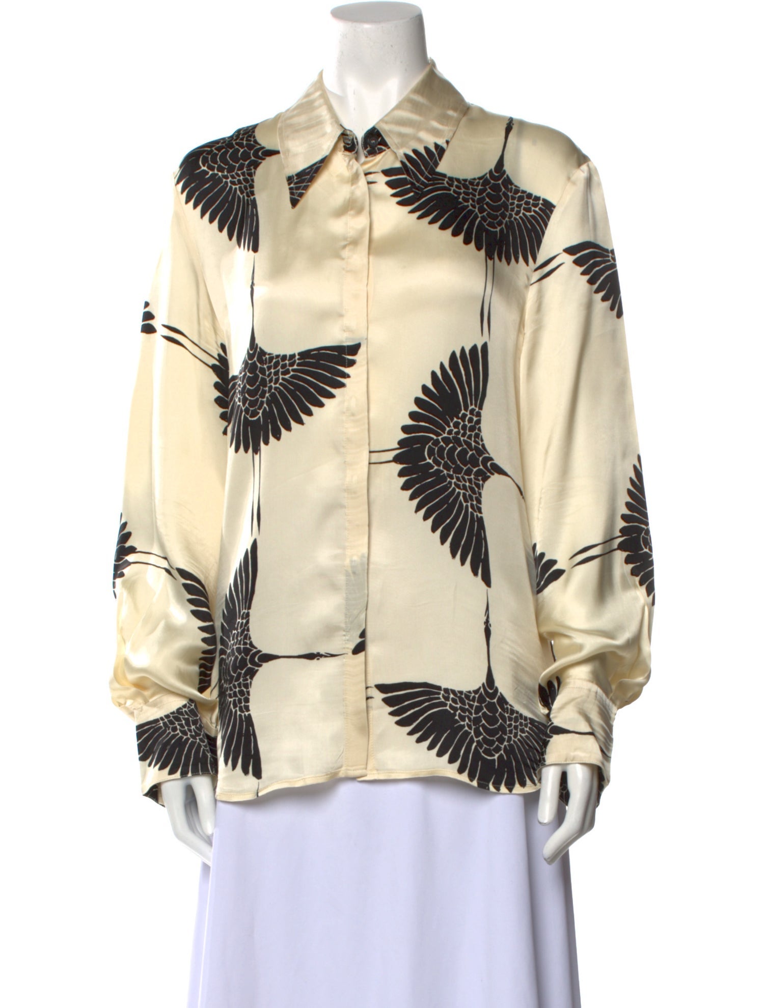 Khaite Silk Printed Button-Up Top