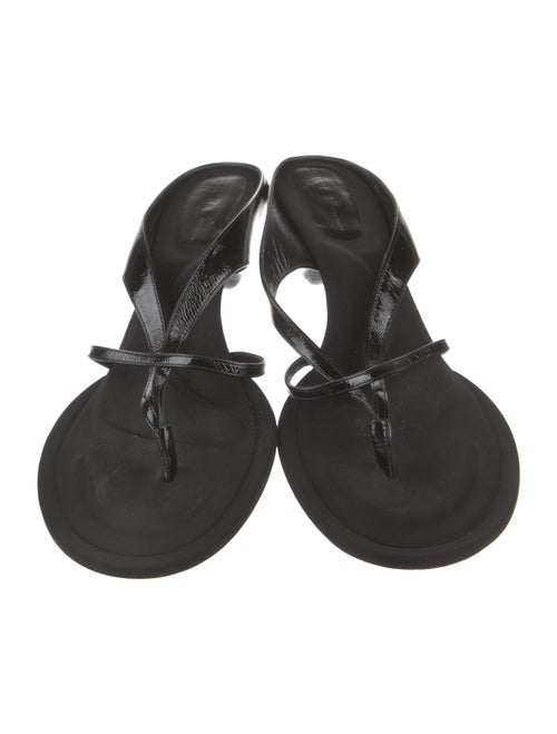 Khaite Patent Leather Floral Print Slides