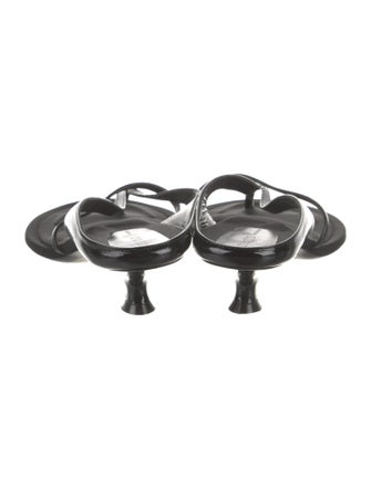 Khaite Patent Leather Floral Print Slides