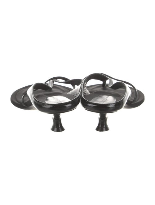 Khaite Patent Leather Floral Print Slides