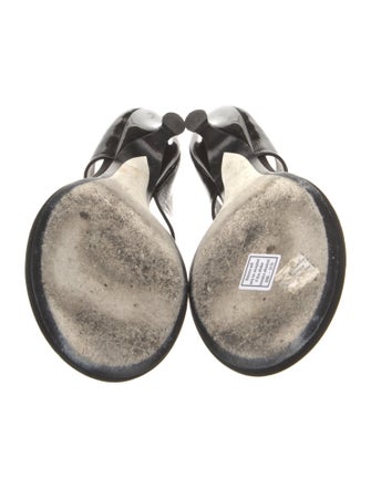 Khaite Patent Leather Floral Print Slides