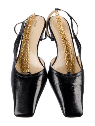 Khaite Leather Chain-Link Accents Slingback Pumps