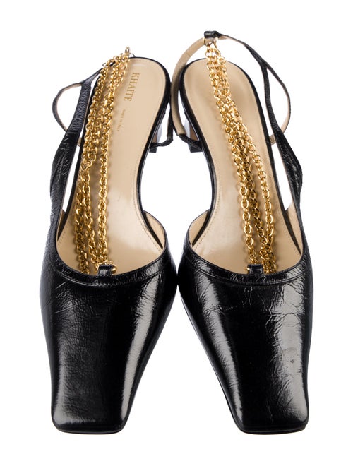 Khaite Leather Chain-Link Accents Slingback Pumps