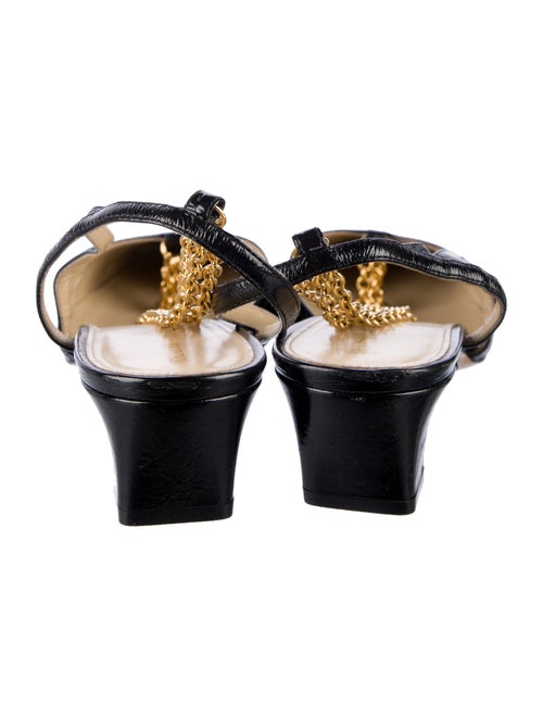 Khaite Leather Chain-Link Accents Slingback Pumps