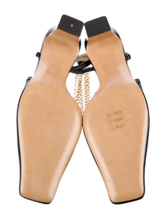 Khaite Leather Chain-Link Accents Slingback Pumps