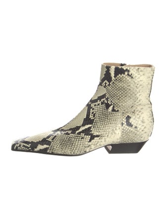 Khaite Leather Animal Print Lace-Up Boots