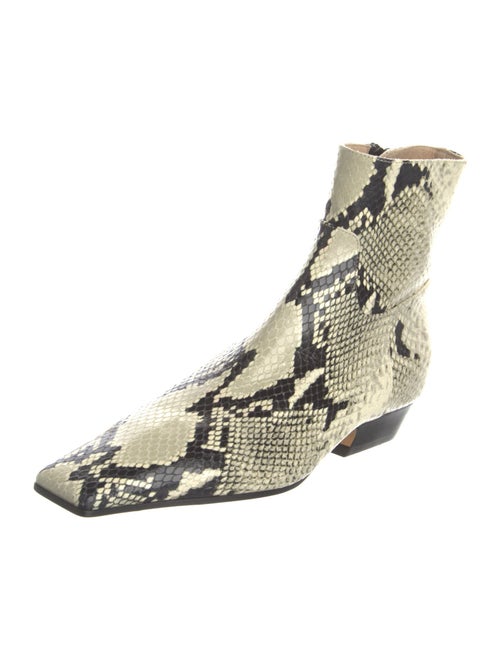 Khaite Leather Animal Print Lace-Up Boots