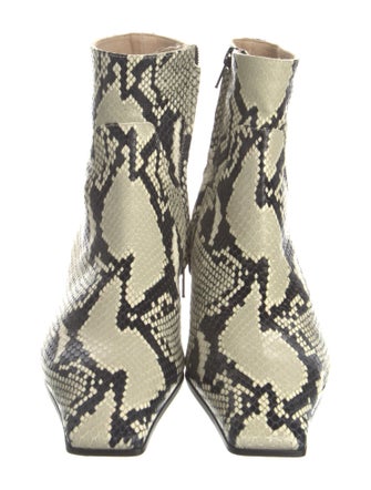 Khaite Leather Animal Print Lace-Up Boots