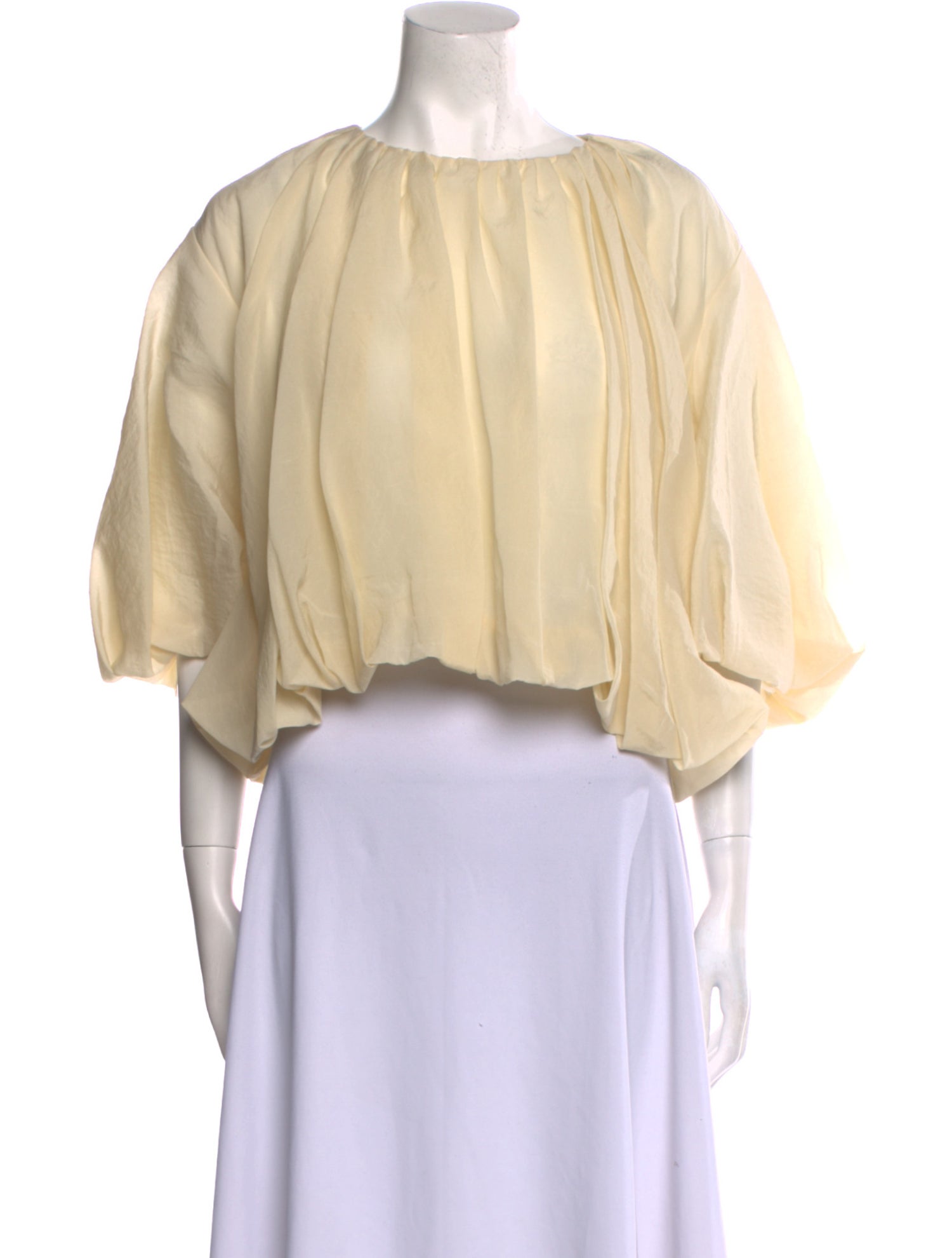 Khaite Silk Bateau Neckline Crop Top