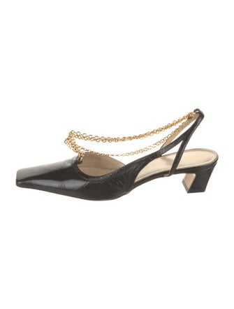 Khaite Leather Chain-Link Accents Slingback Pumps