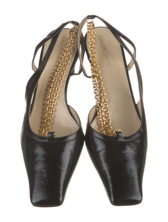 Khaite Leather Chain-Link Accents Slingback Pumps