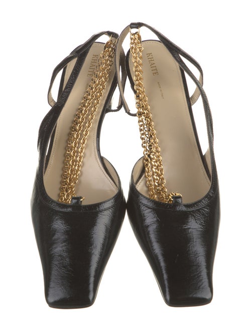 Khaite Leather Chain-Link Accents Slingback Pumps