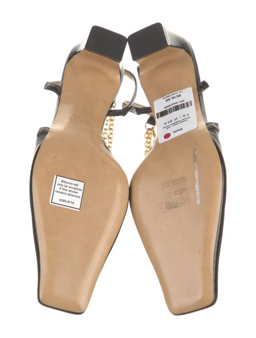 Khaite Leather Chain-Link Accents Slingback Pumps