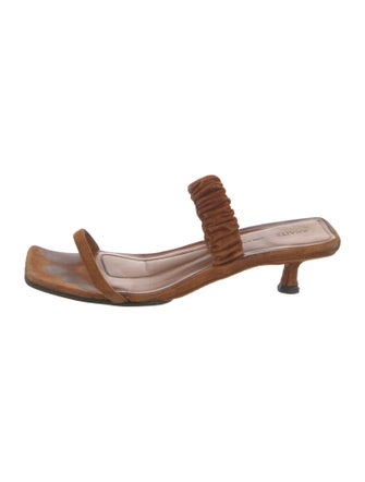 Khaite Suede Pleated Accents Slides
