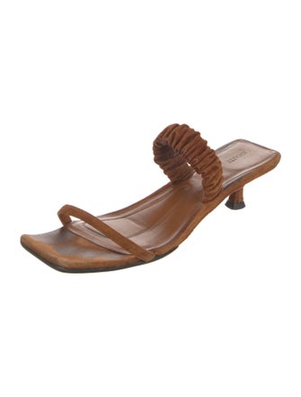 Khaite Suede Pleated Accents Slides