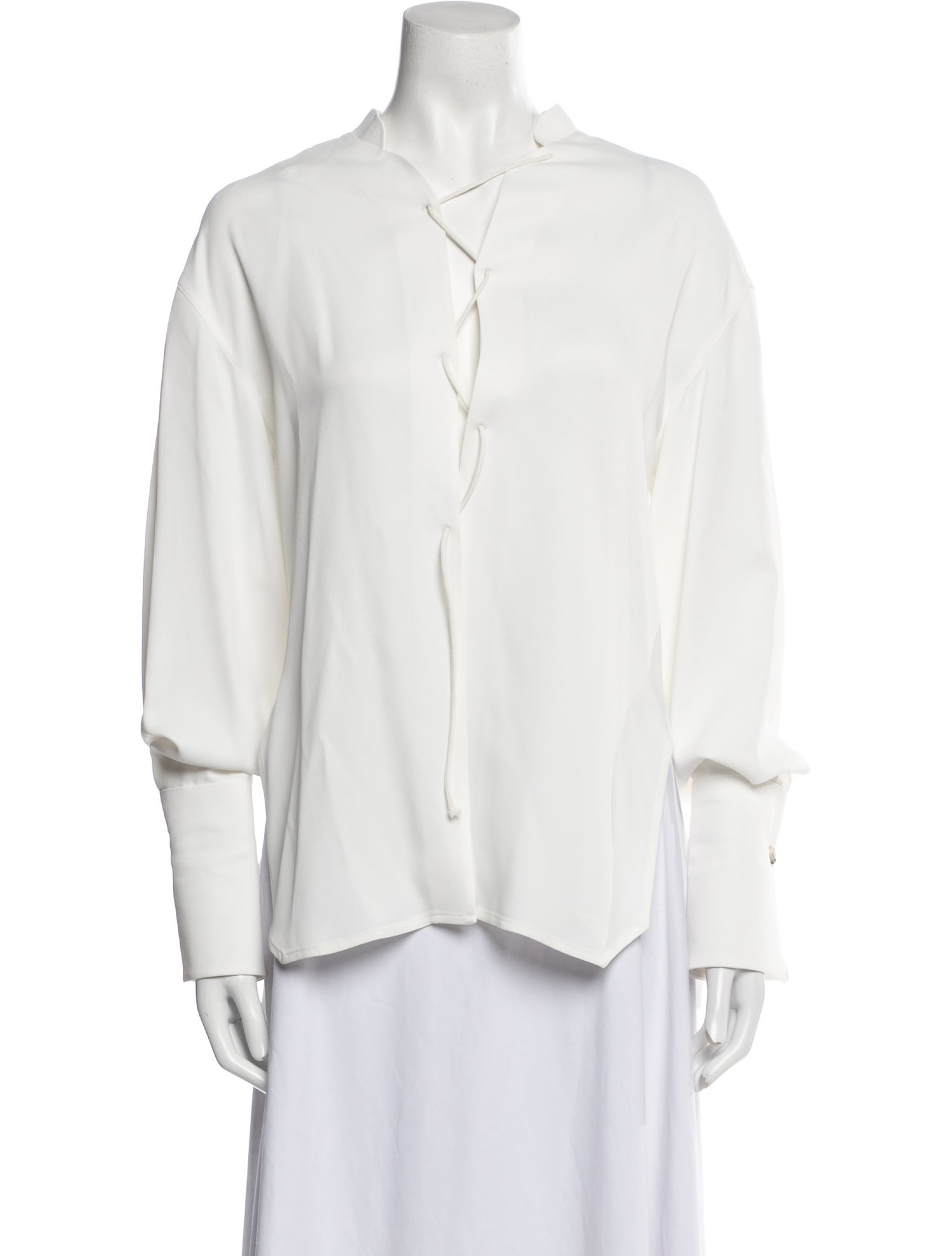 Khaite V-Neck Long Sleeve Button-Up Top